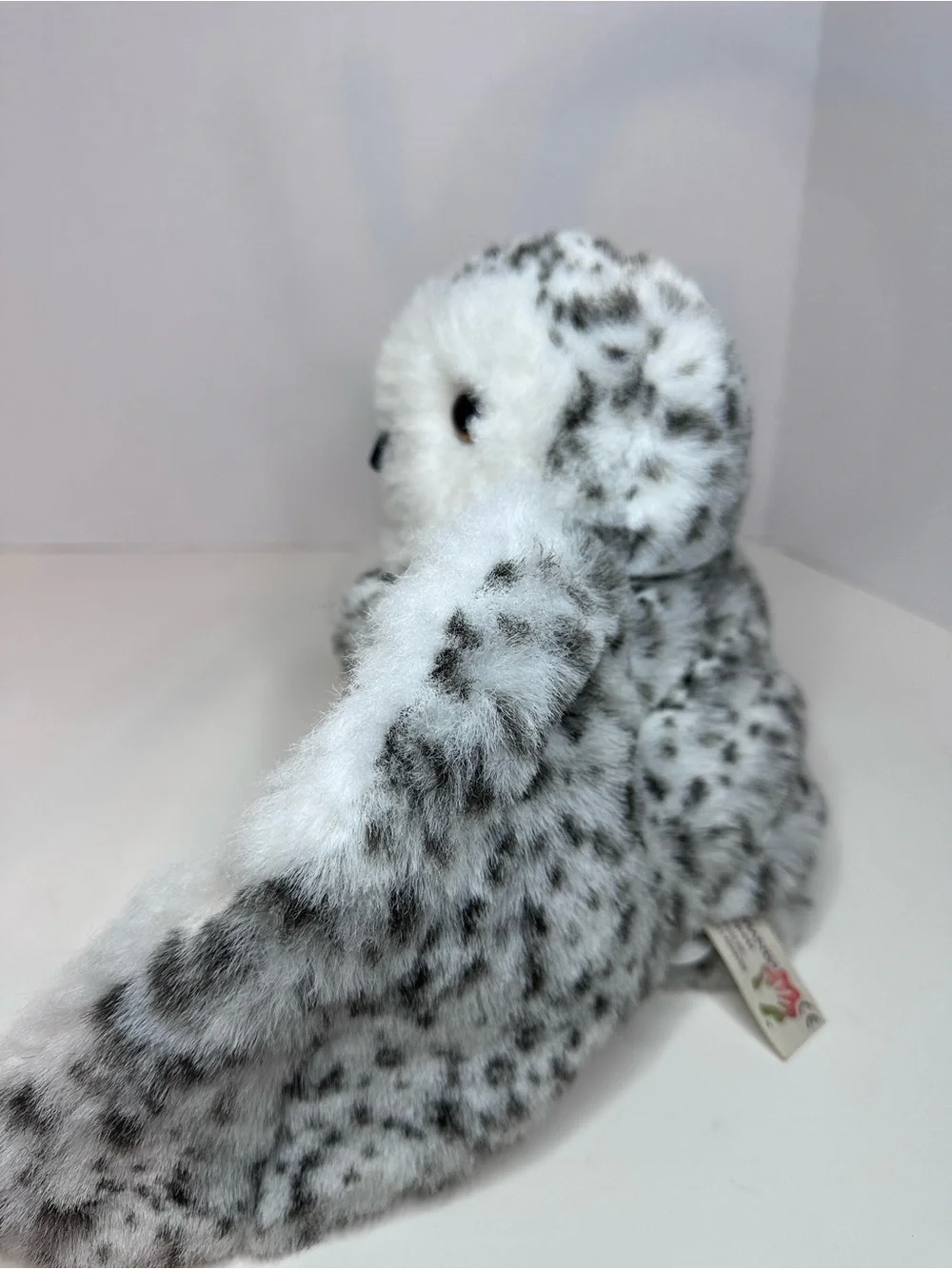 Plush Snowy Owl Soft Toy in White and Gray